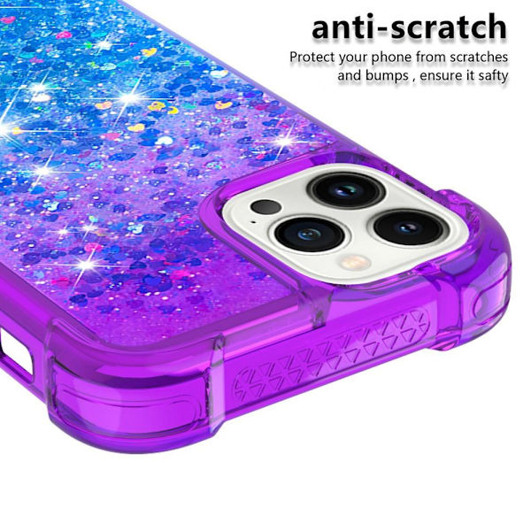 SKALO iPhone 15 Pro Max Kvicksand Glitter Hjärtan TPU-skal - Lila-Blå multifärg