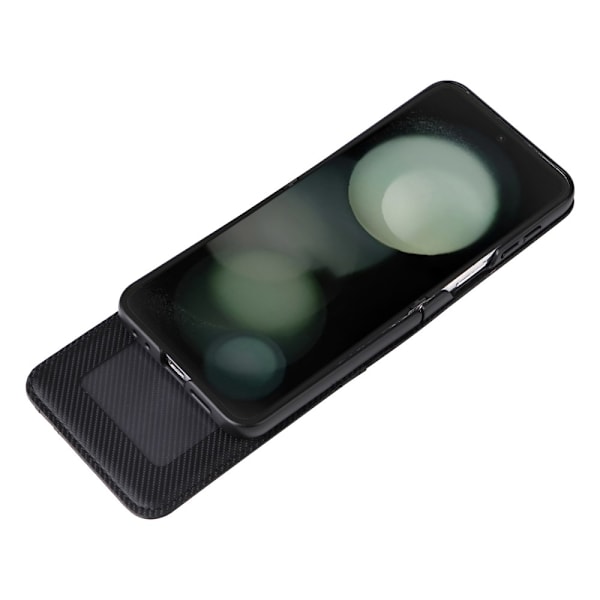 Samsung Z Flip6 SKALO PU-skal i læder med pung Sort Black