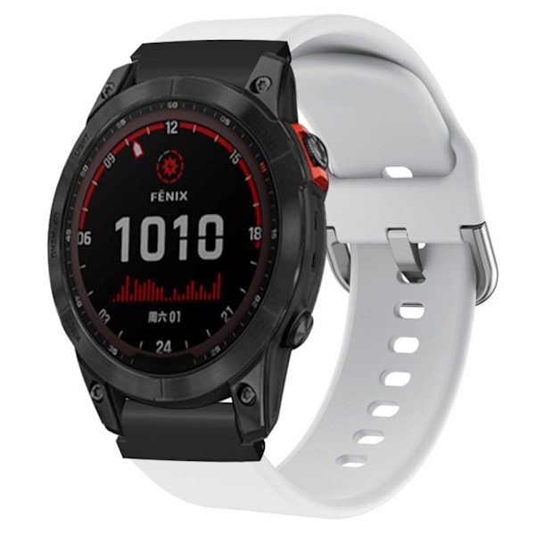 SKALO Garmin Fenix 7S/7S Pro 42mm Silikonearmbånd Formtilpasset - Vælg farve White