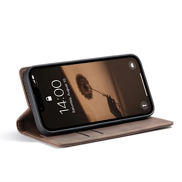 CaseMe iPhone 16e 013 Series PU-Läder Plånboksfodral - Mörkbrun Mörkbrun