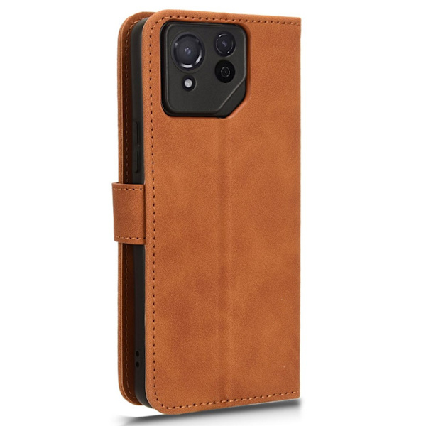 SKALO Asus ROG Phone 8 5G Matt PU-læderpungetui - Brun Brown
