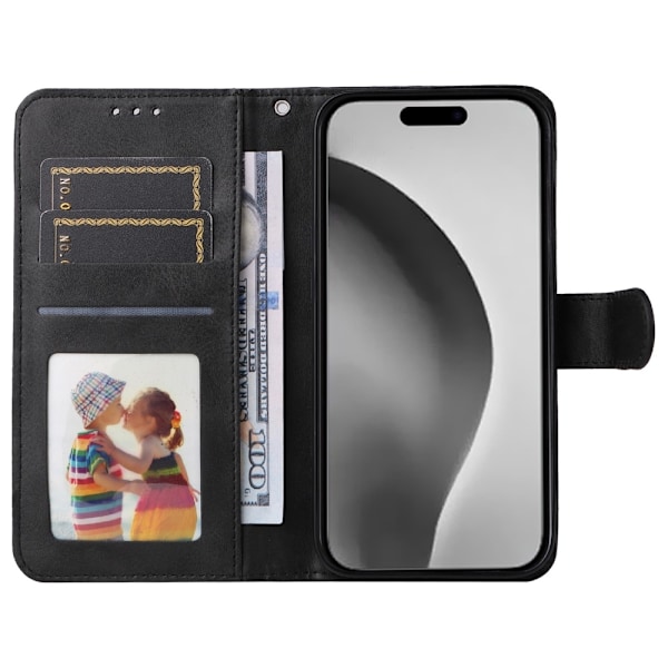 SKALO iPhone 16 Pro Max PU-læder Pungetui - Vælg farve Black