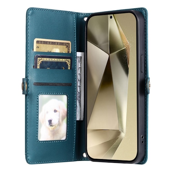 SKALO Samsung A56 5G PU-Läder Envelope Plånboksfodral - Grön Grön