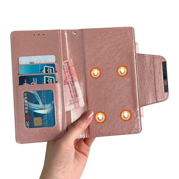 SKALO Samsung S25+ 2-in-1 Magneettinen Irrotettava Lompakkokotelo - Ruusukulta Pink gold