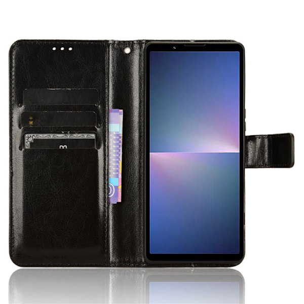 SKALO Sony Xperia 5 V Flip Cover m. pung i PU-læder - Sort Black