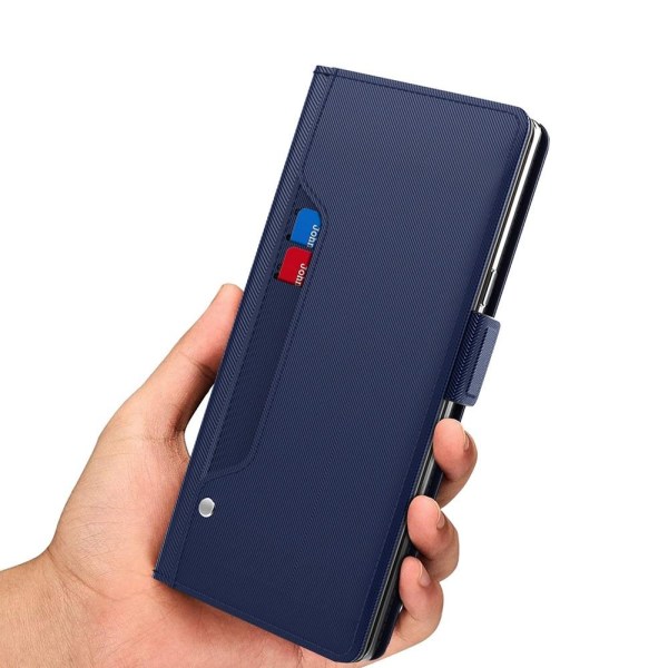 SKALO Motorola Edge 40 Pro 5G Kortholder Mirror Flip Cover - Blå Blue