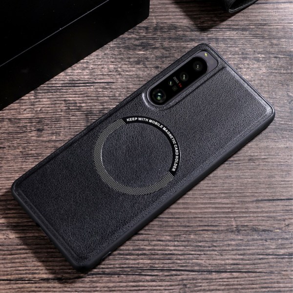 SKALO Sony Xperia 10 V PU Nahka Hybrid Magnetic Ring Suojakuori Black