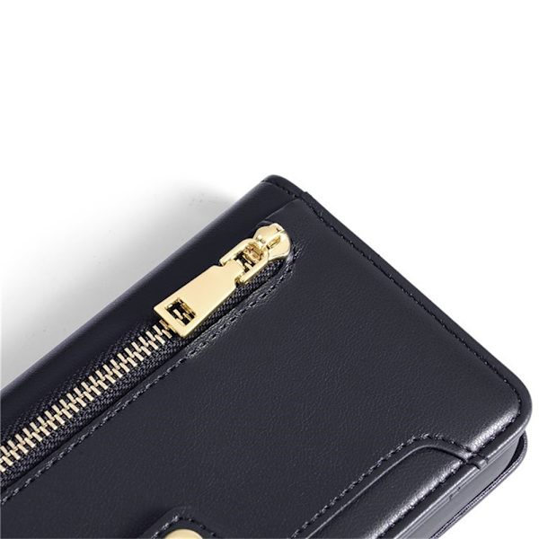 SKALO Xiaomi Redmi A5 4G Zipper PU-Läder Axelrem Plånboksfodral - Svart Svart
