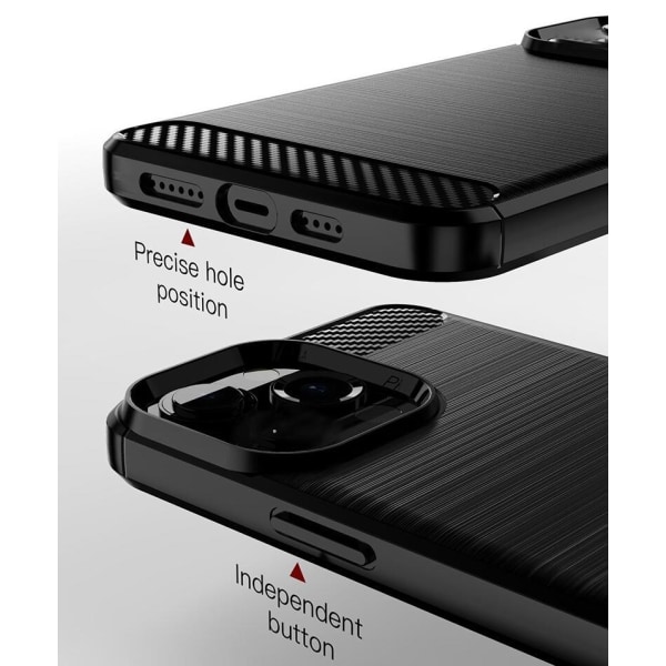 SKALO iPhone 13 Armor Carbon Iskunkestävä TPU suojakuori - Valit Black