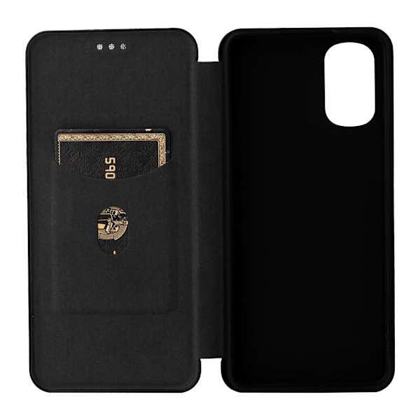 SKALO Motorola Moto E32/E32s Carbon Fiber Plånboksfodral - Svart Svart