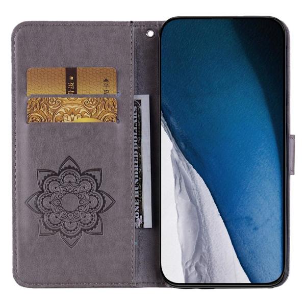 SKALO Motorola Moto G23 4G Mandala Owl lompakkokotelo - Harmaa Grey