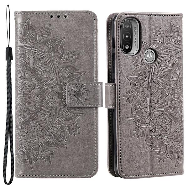 SKALO Moto E20/E30/E40 Mandala Plånboksfodral - Grå Grey