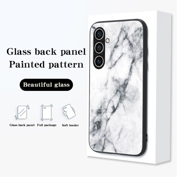 SKALO Samsung S24 Marmor Härdat Glas TPU-skal - Motiv 2 multifärg