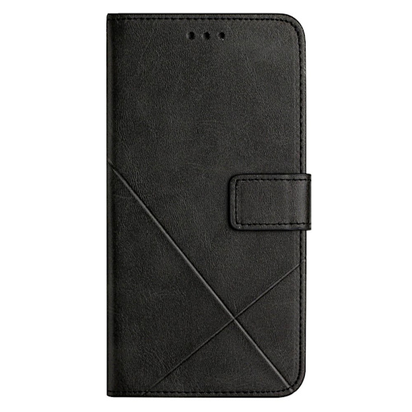 SKALO iPhone 15 Embossed Plånboksfodral i PU-Läder - Svart Svart