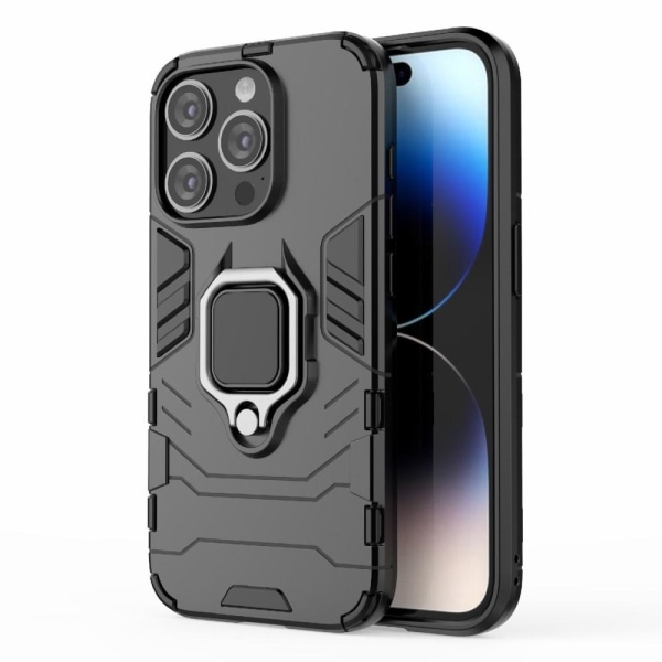 SKALO iPhone 15 Pro Max Armor Hybridi metallirengas kuori - Must Black