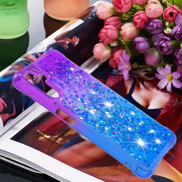 SKALO Samsung A34 5G Kvicksand Glitter Hjärtan TPU-skal - Lila-B multifärg