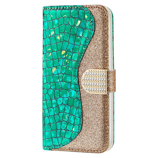 SKALO Samsung S22 Croco Glitter Plånboksfodral - Grön Green
