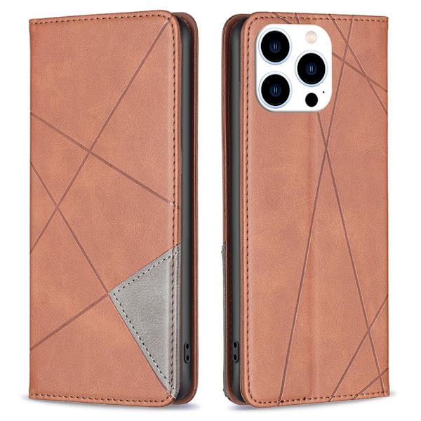 iPhone 15 Pro BINFEN COLOR Embossed Plånboksfodral - Brun Brun