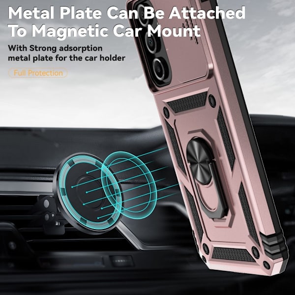 SKALO Samsung A16 Armor Hybrid Metallring Kameraslider - Roséguld Rosa guld