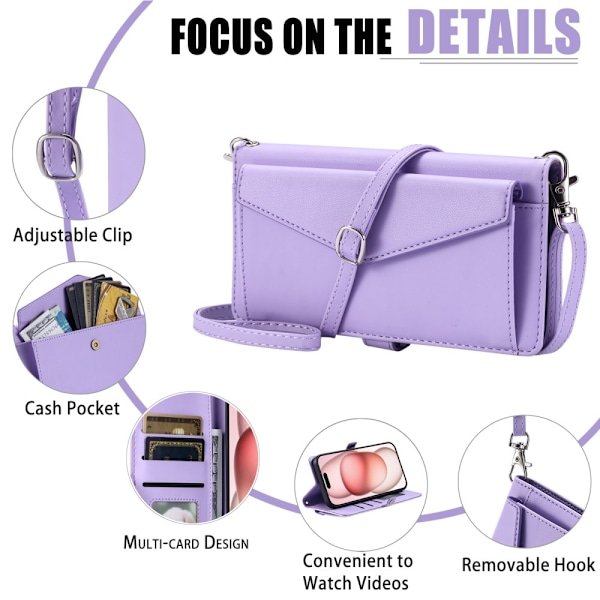 SKALO iPhone 16 Evelope Clutch 5-Lokeroa - Violetti Purple