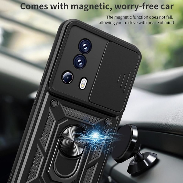 SKALO Xiaomi 13 Lite Armor Hybrid Metallring Kameraslider - Röd Röd