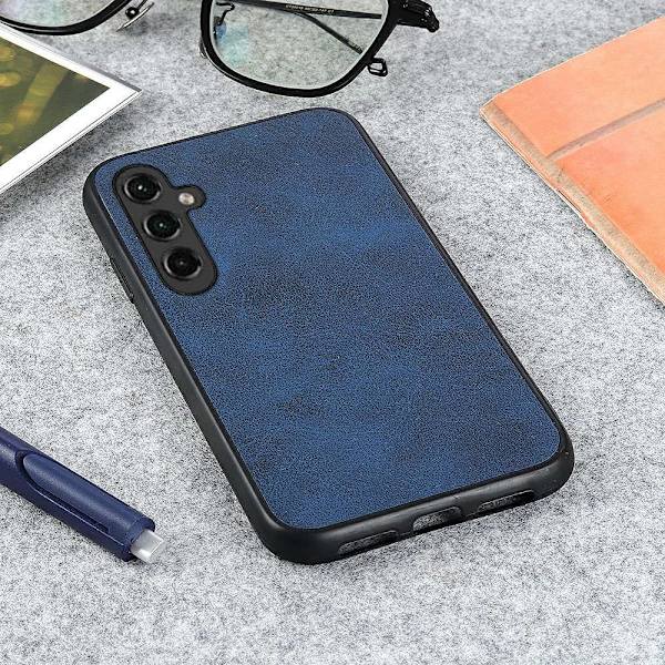 SKALO Samsung A14 4G/5G PU-Läder Hybrid Skal - Blå Blå