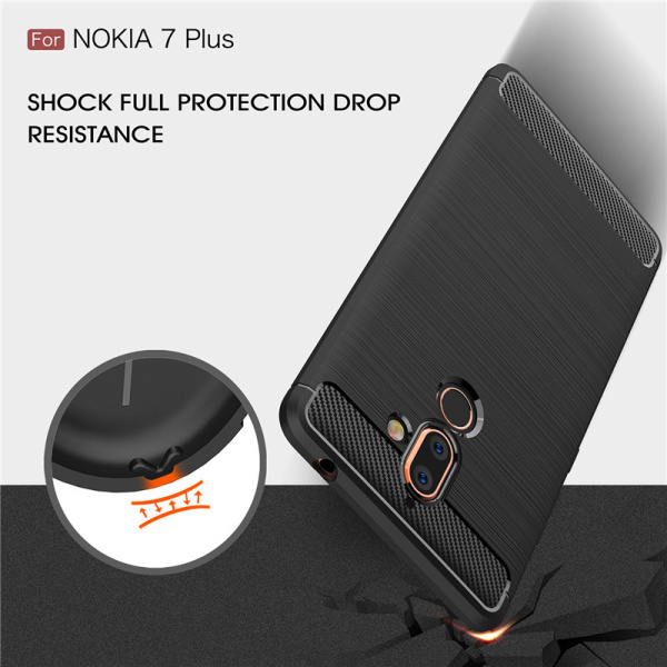 Stødsikker Armour Carbon TPU cover Nokia 7 Plus - flere farver Black