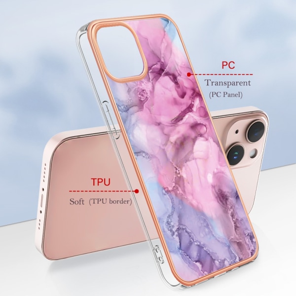 SKALO iPhone 15 Marmor TPU-skal - Motiv 3 multifärg