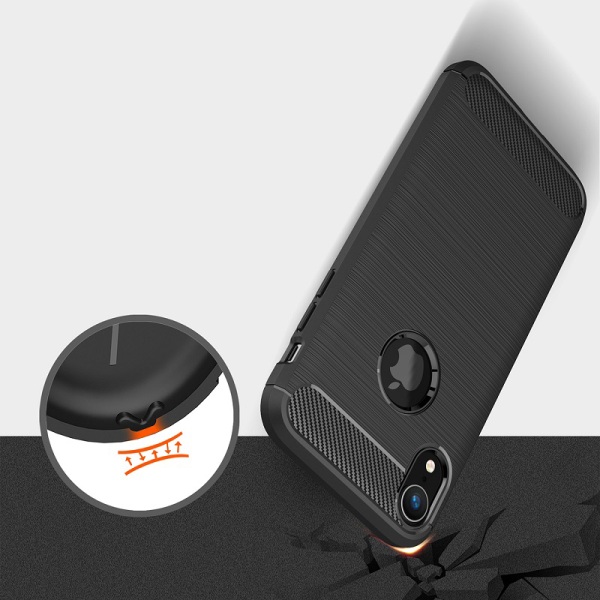 SKALO iPhone XR Armor Carbon Stødsikker TPU-cover - Vælg farve Grey