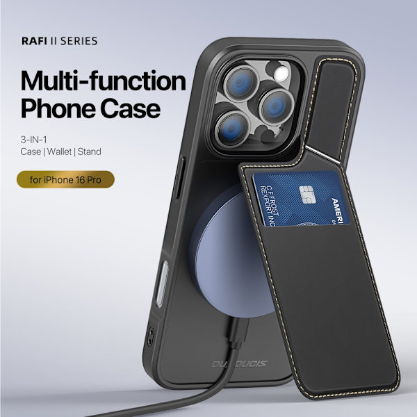 DUX DUCIS iPhone 16 Pro Rafi II Series Skal med Korthållare - Svart Svart