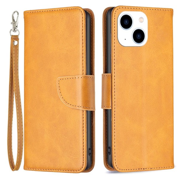 SKALO iPhone 15 Flip Cover m. pung i PU-læder - Gul Yellow