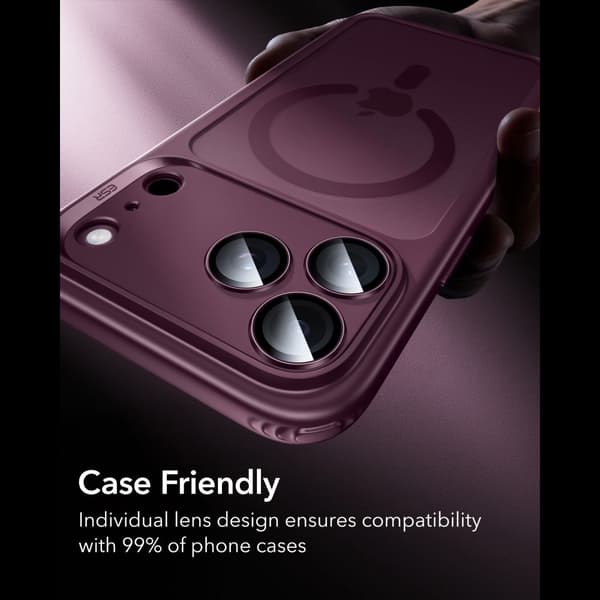 ESR Armorite Camera Protector Kamerabeskyttelse i Hærdet glas til iPhone 18 Pro - Deep Burgundy Wine red