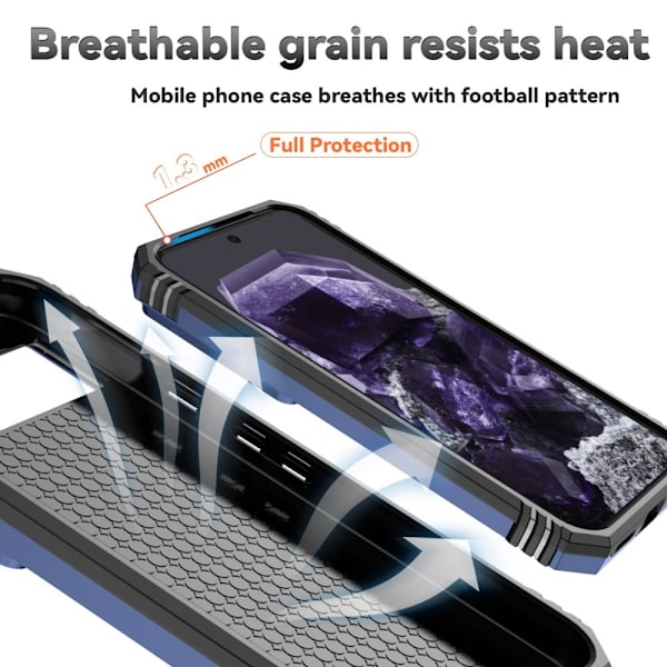 SKALO Google Pixel 8a Armor Hybrid Metallring Kameraslider - Blå Blå