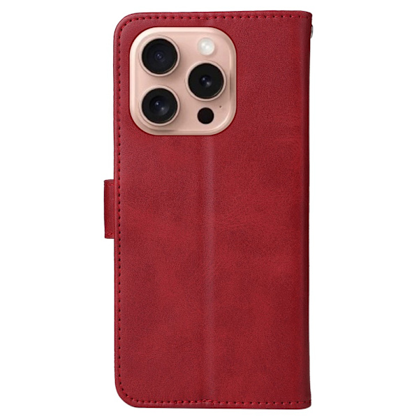 SKALO iPhone 16 Pro PU-læder Pungetui - Vælg farve Red
