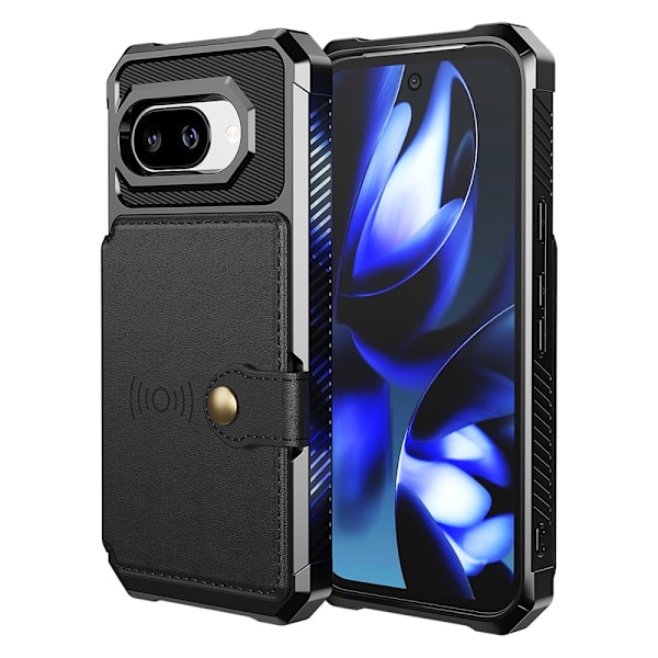 SKALO Google Pixel 9a Stødresistent Cover med Pung- Sort Black