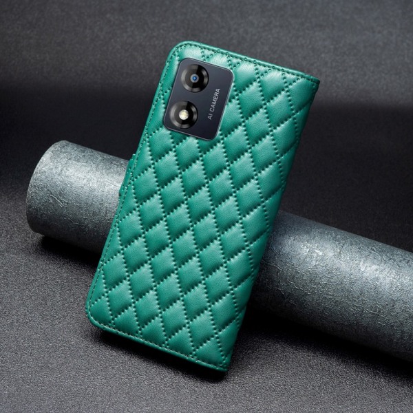 SKALO Motorola Moto E13 4G BINFEN COLOR Quiltat Plånbok - Grön Grön