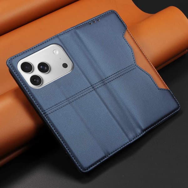 SKALO PU-Läder Plånboksfodral för iPhone 18 Pro - Blå Blå