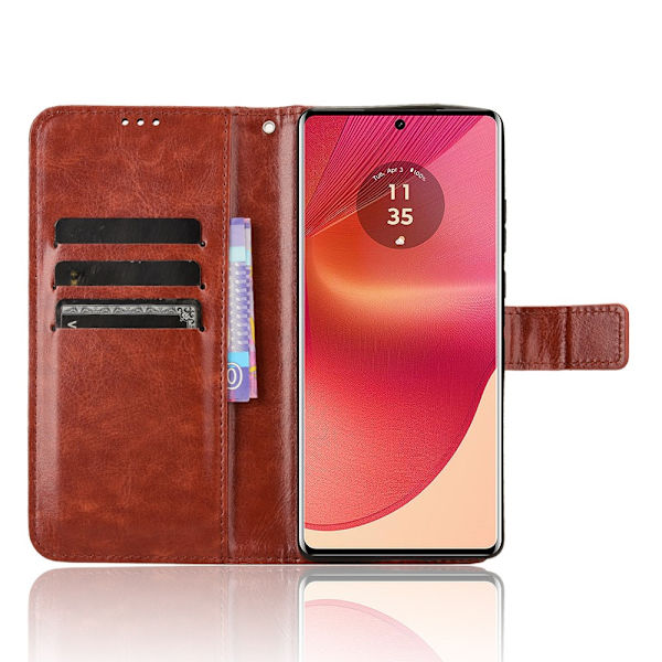 SKALO Motorola Edge 50 Fusion PU-læder Pungetui - Vælg farve Brown