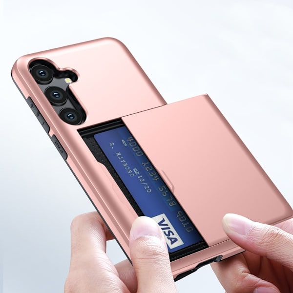 SKALO Samsung S24 FE Armor Cover kortholder - Rosa guld Pink gold