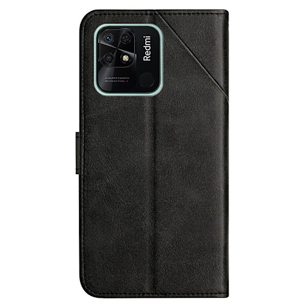 SKALO Xiaomi Redmi 10C Embossed Plånboksfodral i PU-Läder - Svart Svart