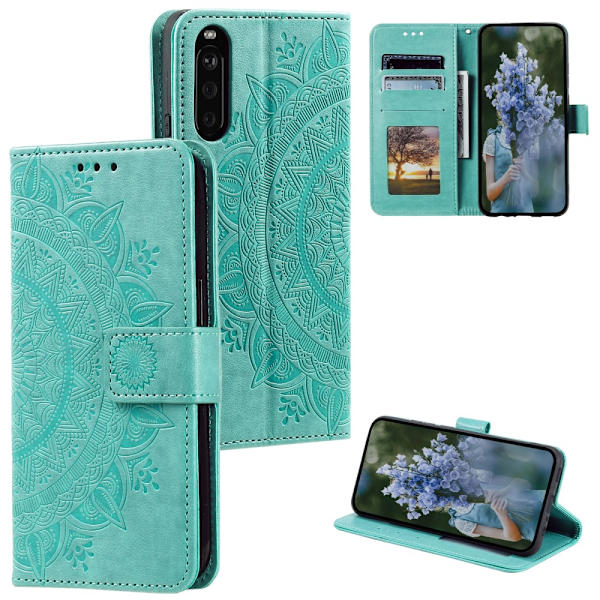 SKALO Sony Xperia 10 VI Mandala Plånboksfodral - Turkos Turkos