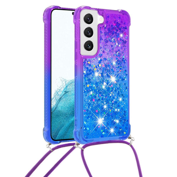 SKALO Samsung S23 Juoksuhiekka Glitter Mobile kaulapanta - Violetti-Sininen Multicolor