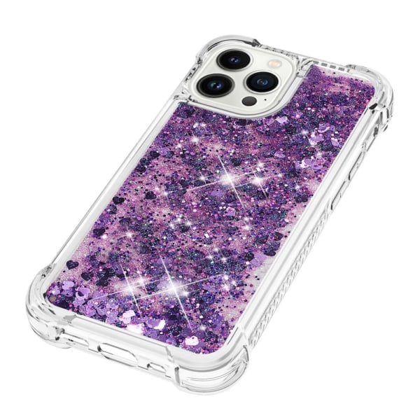 SKALO iPhone 15 Pro Kvicksand Glitter Hjärtan TPU-skal - Lila Lila