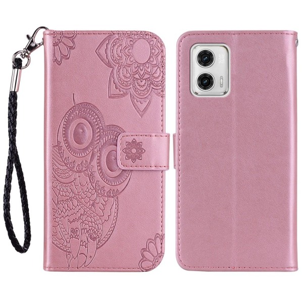 SKALO Motorola Moto G23 4G Mandala Owl lompakkokotelo - Ruusukul Pink gold