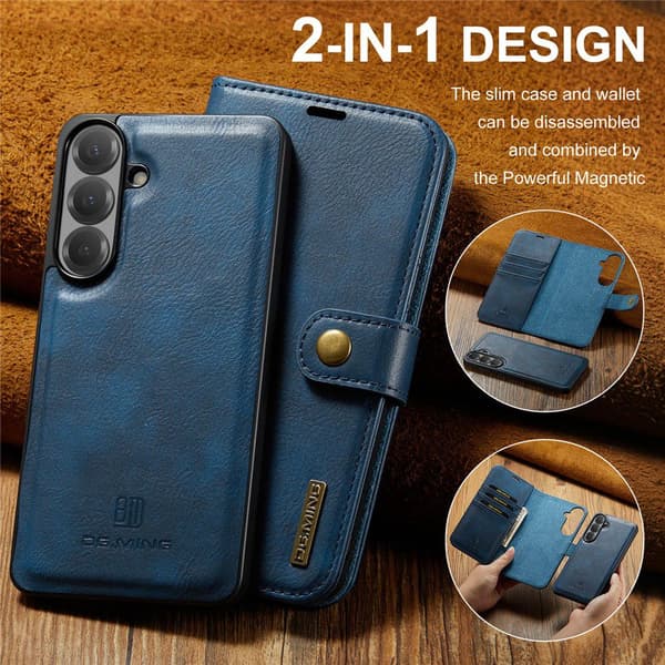 DG MING 2-i-1 Magnet Plånboksfodral för Samsung Galaxy S26 FE - Blå Blå