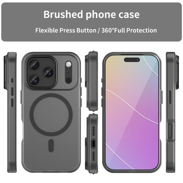 SKALO iPhone 17 Pro Matte Translucent Hybrid Cover - Sort Black