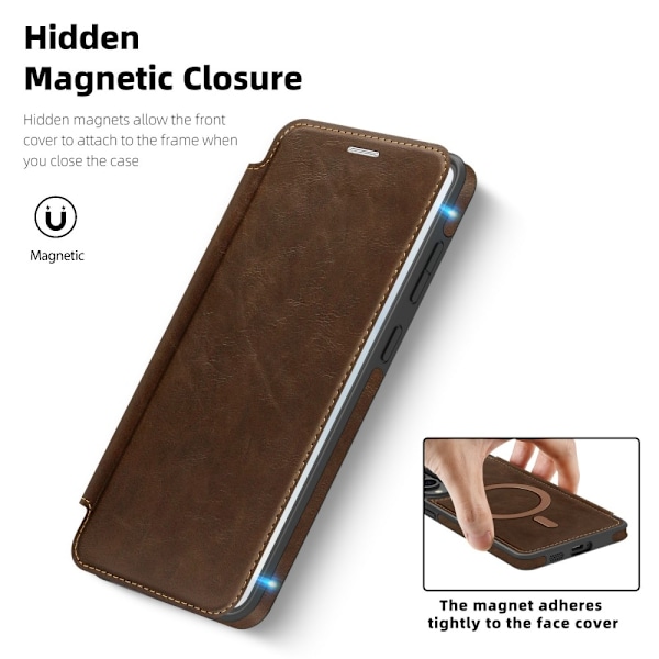SKALO Samsung S25 Edge Slim Flip Cover - Mørkebrun Dark brown