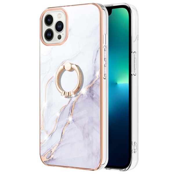 SKALO iPhone 14 Pro Marmor TPU Skal Med Ring - Motiv 3 multifärg