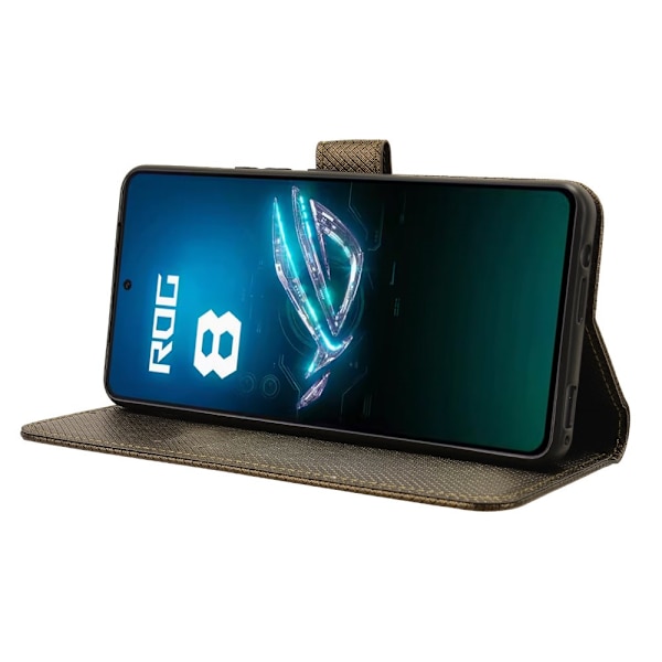 SKALO Asus ROG Phone 8 Pro 5G Premium Mini Romb Plånboksfodral - Brun Brun