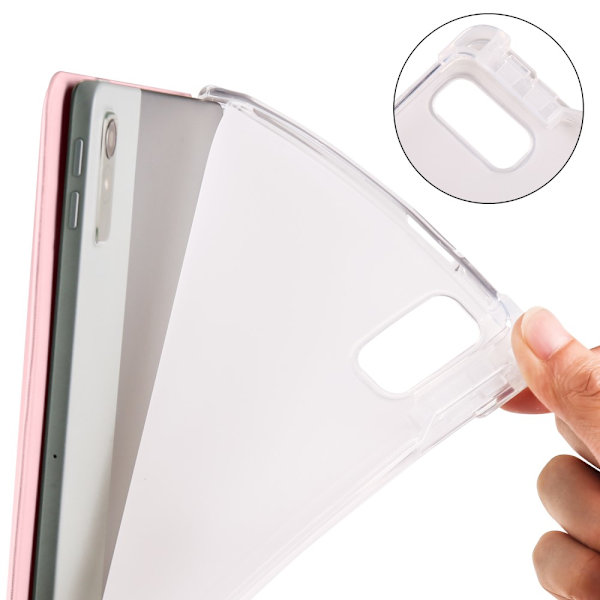 SKALO Lenovo Tab P11 Gen 2 Trifold Fodral med Transparent Baksida - Rosa Rosa